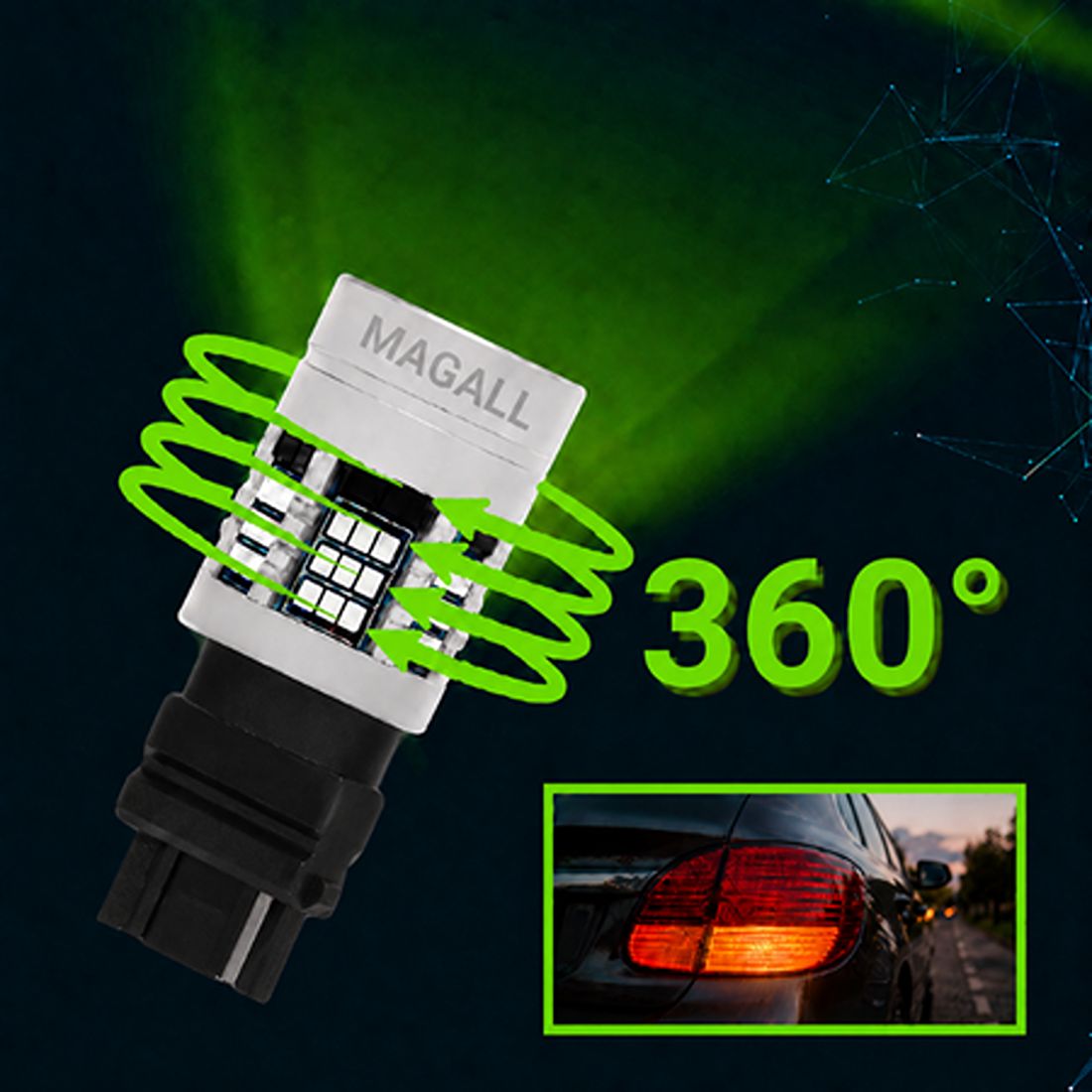 zarowka p27w led 3156 magall zielona canbus 12v